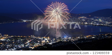 Nagano Prefecture, Lake Suwa fireworks festival, summer image material 115409359