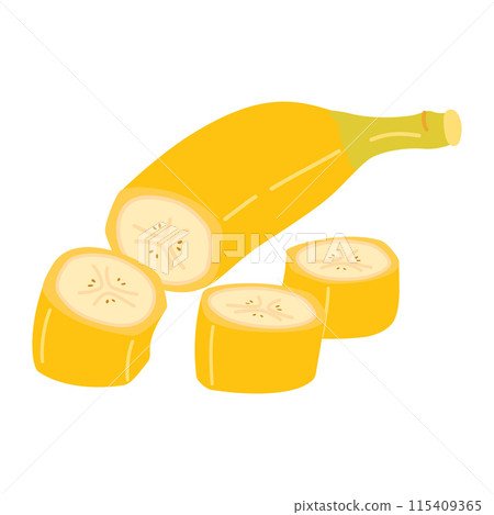 Fresh chopped banana Hand drawn flat style isolated on transparent background 115409365
