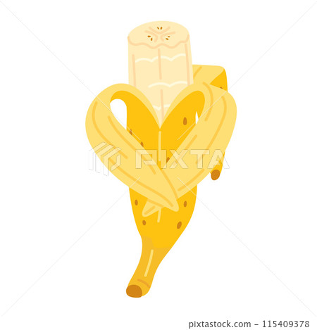 Fresh ripe bitten banana cartoon style. Fresh ripe bitten banana cartoon style. 115409378