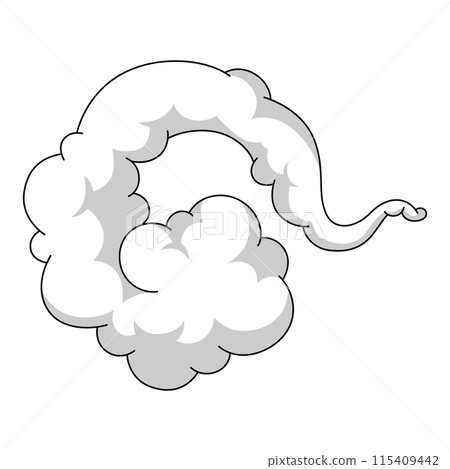 Cartoon illustration of smoke. Comic image of steam, cloud or fog. 115409442