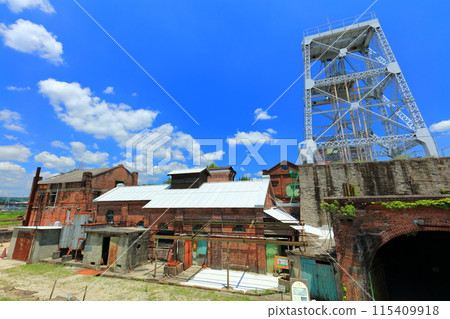 [Kumamoto Prefecture] The second shaft tower of the Manda Pit of the Mitsui Miike Coal Mine on a clear day (Meiji Industrial Revolution Heritage Sites of Japan) 115409918
