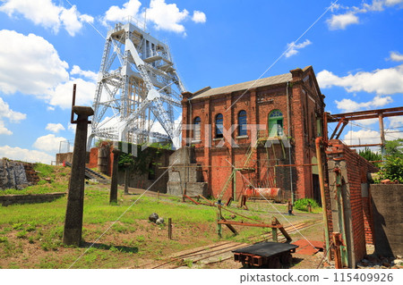 [Kumamoto Prefecture] The second shaft tower of the Manda Pit of the Mitsui Miike Coal Mine on a clear day (Meiji Industrial Revolution Heritage Sites of Japan) 115409926
