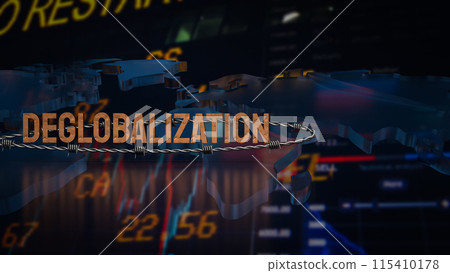 The deglobalization on world business chart image 3d rendering. 115410178