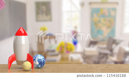 The Rocket moon and earth for sci or education concept 3d rendering. The Rocket moon and earth for sci or education concept 3d rendering. 115410188