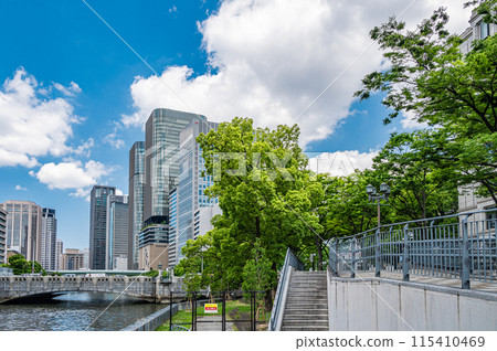 Nakanoshima Park and the business district, Osaka City 115410469