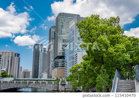 Nakanoshima Park and the business district, Osaka City 115410470
