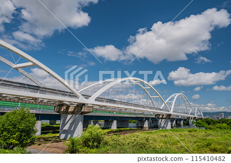Osaka Monorail Bridge over Yodogawa Osaka Monorail Bridge over Yodogawa 115410482