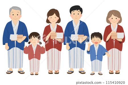 Hot spring trip_3 generation family in yukata_vector illustration Hot spring trip_3 generation family in yukata_vector illustration 115410920