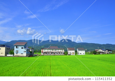 從越後心跳鐵道妙高羽馬線妙高高原站到上越妙高站的車窗看到的景色(2022年夏季) 從越後心跳鐵道妙高羽馬線妙高高原站到上越妙高站的車窗看到的景色(2022年夏季) 115411352