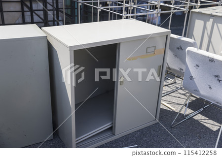 Steel cabinets for disposal placed outdoors 115412258