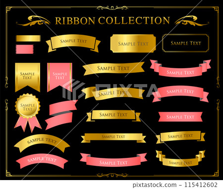 Ribbon ornament design set and antique border and frame designs 115412602