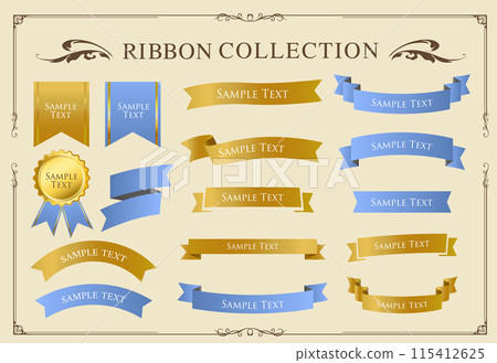 Ribbon ornament design set and antique border and frame designs Ribbon ornament design set and antique border and frame designs 115412625