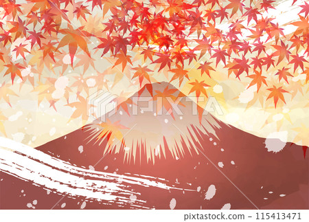 富士山秋葉樹葉秋天背景 115413471