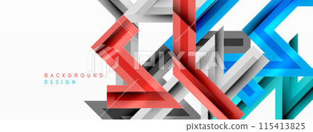 Line zig zag dynamic geometric abstract background. Colorful lines with shadow and light effects, various routes concept. Vector Illustration For Wallpaper, Banner, Background, Card 115413825