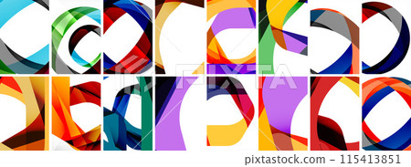 Collection of abstract background with waves, colorful shapes and 3d shadow effect. Vector Illustration For Wallpaper, Banner, Background, Card, Book Illustration, landing page 115413851