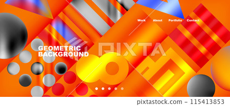 Various colorful geometric shapes abstract web template with gradients and light blur effects. Vector Illustration For Wallpaper, Banner, Background, Card, Book Illustration, landing page 115413853