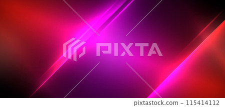 Neon dynamic diagonal light rays background. Techno digital geometric concept design for wallpaper, banner, presentation, background 115414112