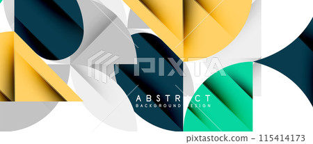 Minimal geometric elements on white. Petals, round triangles, star Minimal geometric elements on white. Petals, round triangles, star 115414173