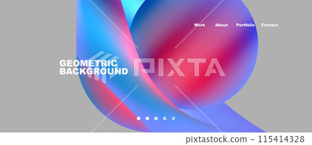 Bright multicolored geometric abstract shapes. Minimal trendy simplicity concept. Modern overlapping forms 115414328