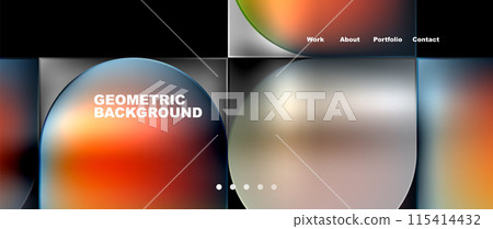 Geometric abstract glassmorphism with circles and squares. Vector Illustration For Wallpaper, Banner, Background, Card, Book Illustration, landing page 115414432