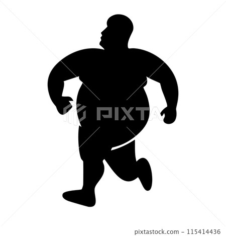 Running man Fat man Silhouette 115414436