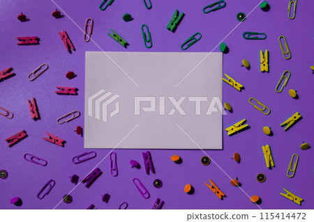 Frame border made of school stationery supplies and alarm clock. Copy space for your text or Educational greeting announcement for students and teacher. Creative vivid colorful background. Concept of Frame border made of school stationery supplies and alarm clock. Copy space for your text or Educational greeting announcement for students and teacher. Creative vivid colorful background. Concept of 115414472