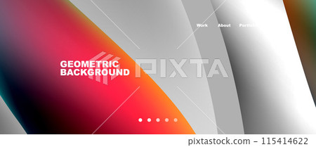 Web page design with geometric elements - circle and wave. Techno art concept. Vector Illustration For Wallpaper, Banner, Background, Card, Book Illustration, landing page Web page design with geometric elements - circle and wave. Techno art concept. Vector Illustration For Wallpaper, Banner, Background, Card, Book Illustration, landing page 115414622