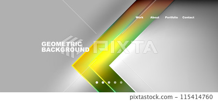 Metal triangles with colorful bright triangles. Geometric modern minimalist design template Metal triangles with colorful bright triangles. Geometric modern minimalist design template 115414760