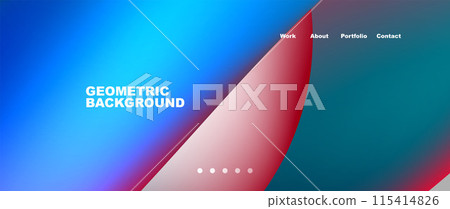 Bright multicolored geometric abstract shapes. Minimal trendy simplicity concept. Modern overlapping forms 115414826