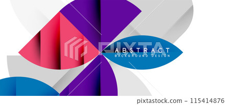 Minimal geometric elements on white. Petals, round triangles, star 115414876