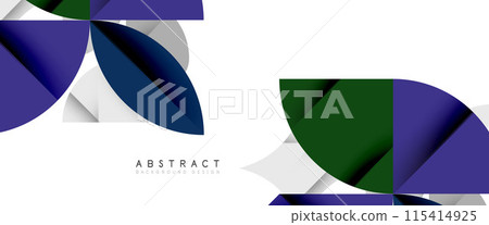 Minimal geometric elements on white. Petals, round triangles, star 115414925