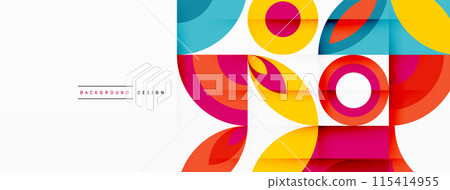 Circles and petals. Geometric beautiful abstract minimal template for Wallpaper, Banner, Background, Card, Book Illustration, landing page Circles and petals. Geometric beautiful abstract minimal template for Wallpaper, Banner, Background, Card, Book Illustration, landing page 115414955