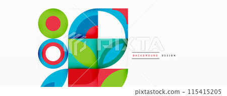 Circles and petals. Geometric beautiful abstract minimal template for Wallpaper, Banner, Background, Card, Book Illustration, landing page 115415205