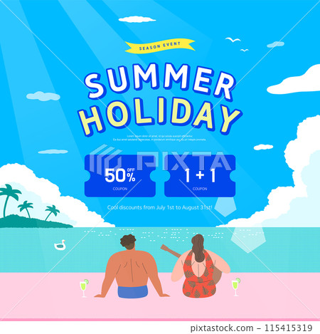 summer holidays vacation illustration.  115415319