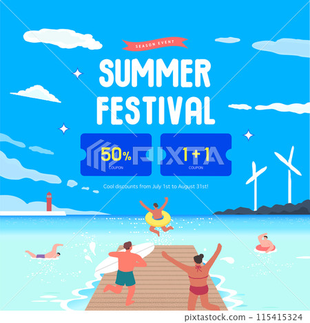 summer holidays vacation illustration.  115415324