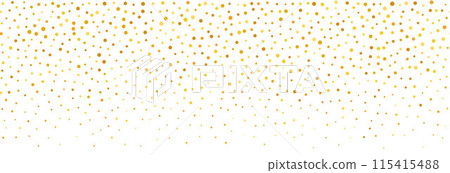 Golden falling confetti background. Repeating gold glitter pattern. Yellow, orange and golden dots wallpaper. Celebration Christmas, New Year or birthday party decoration. Vector backdrop Golden falling confetti background. Repeating gold glitter pattern. Yellow, orange and golden dots wallpaper. Celebration Christmas, New Year or birthday party decoration. Vector backdrop 115415488