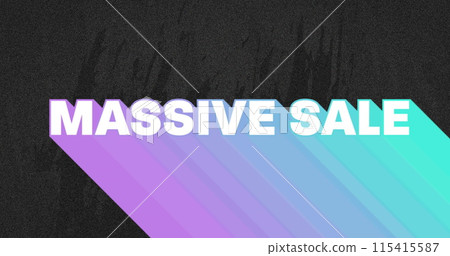Image of retro massive sale white text with rainbow shadow over grey flickering background Image of retro massive sale white text with rainbow shadow over grey flickering background 115415587