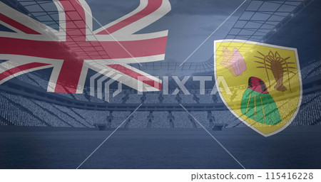 Image of flag of turks and caicos over sports stadium Image of flag of turks and caicos over sports stadium 115416228