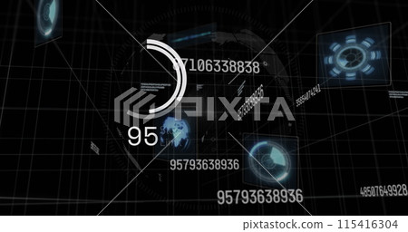 Image of data processing over globe Image of data processing over globe 115416304