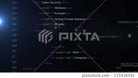 Image of data processing on black background Image of data processing on black background 115416392