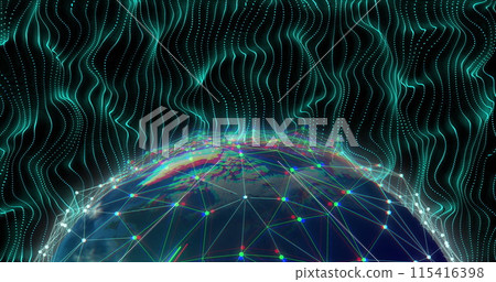 Image of network of connections over globe 115416398