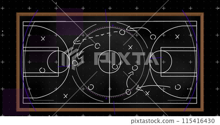 Image of tactical football game plan on blackboard Image of tactical football game plan on blackboard 115416430