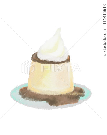 Crayon illustration of pudding on a plate Crayon illustration of pudding on a plate 115416618
