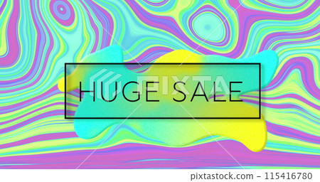 Image of huge sale text on colourful liquid background 115416780