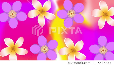 Image of flower icons over colourful background Image of flower icons over colourful background 115416857