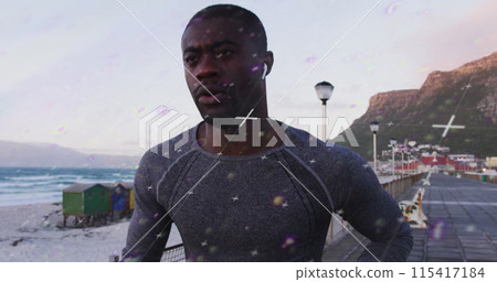 Image of grid over running an african american man 115417184