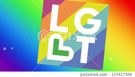 Image of lgbt text and rainbow square Image of lgbt text and rainbow square 115417309