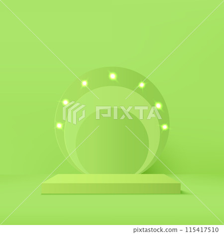 3d green color podium and minimal green wall scene Vector 115417510