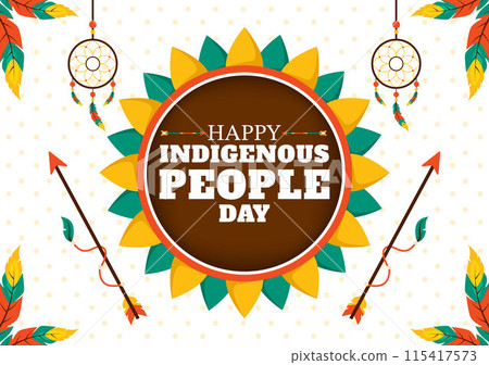 Vector Illustration for World Indigenous People Day on August 9 to Raise Awareness and Protect the Rights of Populations, featuring a Flat Background 115417573