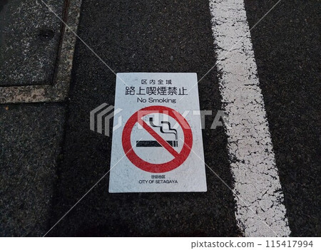 禁止在街上吸煙的路標 禁止在街上吸煙的路標 115417994